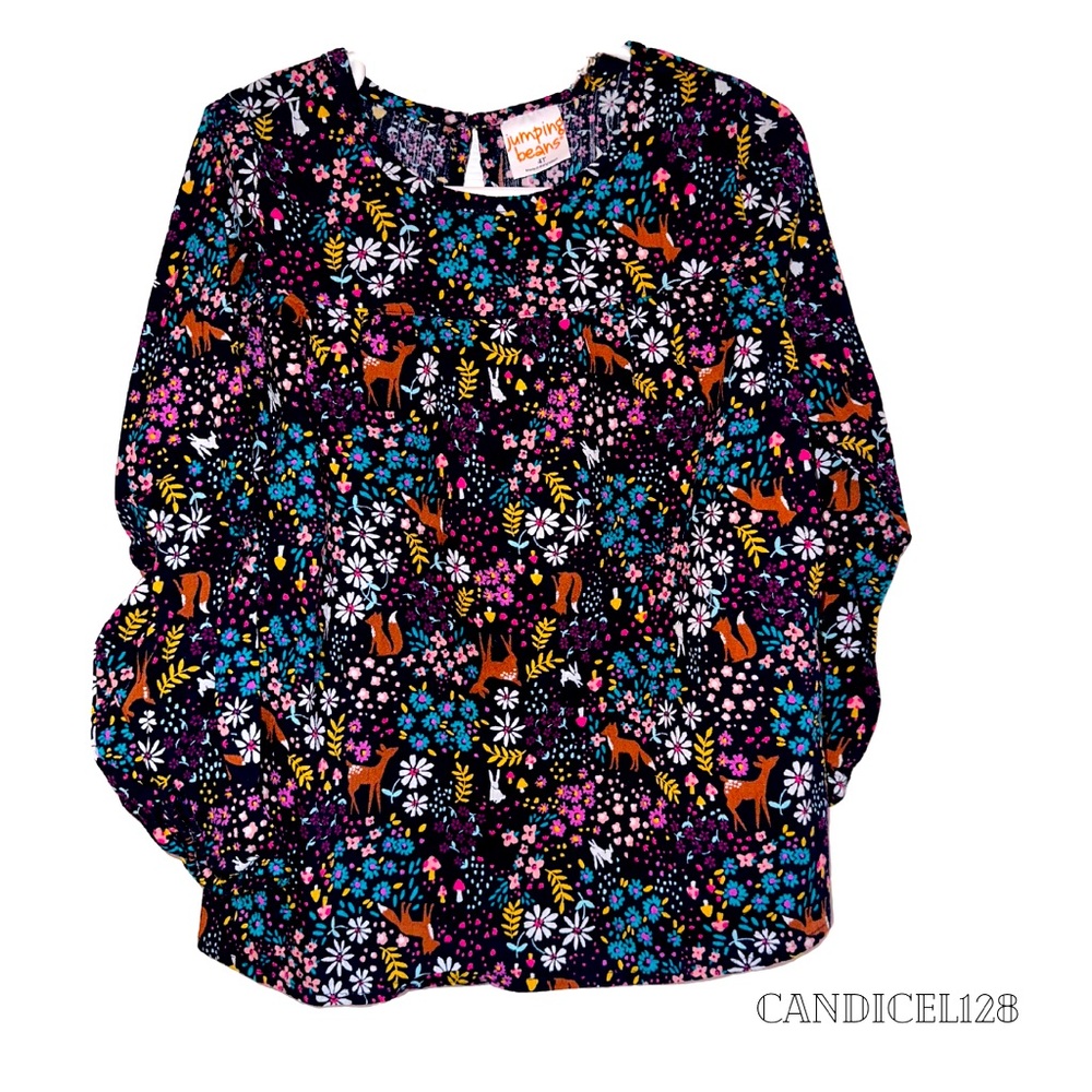 Jumping Beans Girls Whimsical Forest Top